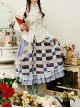 Green House's Anne Series Pastoral Style Black White Lattice Lolita Skirt