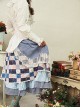 Green House's Anne Series Pastoral Style Black White Lattice Lolita Skirt