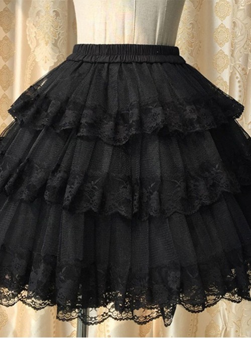 Cotton Black Lining Voile Lolita Skirt