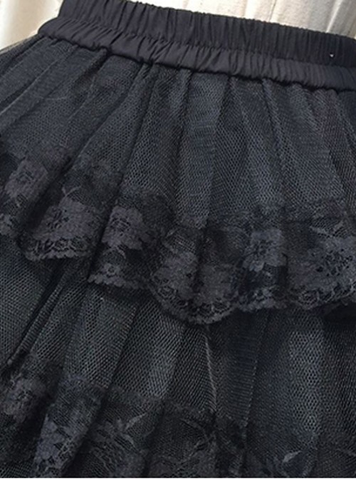 Cotton Black Lining Voile Lolita Skirt