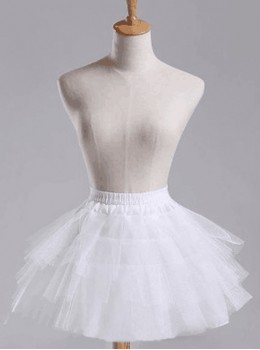 Above Knee Multilayer Petticoat White Voile Lolita Skirt