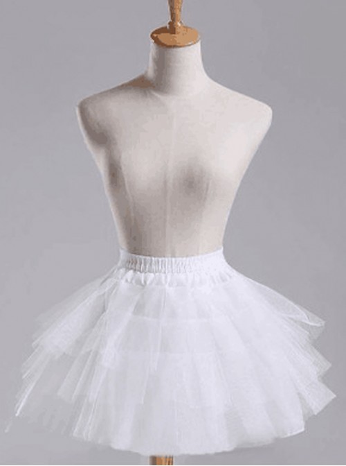 Above Knee Multilayer Petticoat White Voile Lolita Skirt