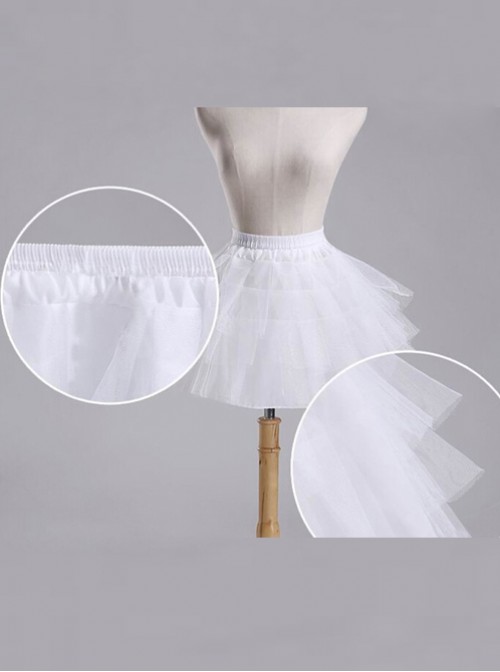 Above Knee Multilayer Petticoat White Voile Lolita Skirt