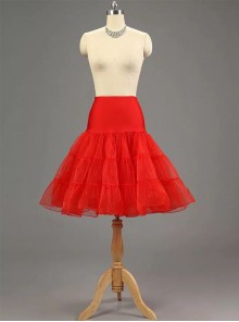 A-line Petticoat Retro Red Voile Lolita Skirt