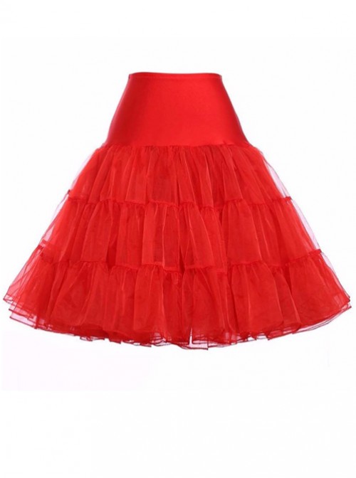 A-line Petticoat Retro Red Voile Lolita Skirt