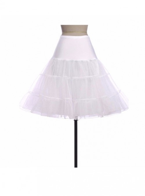 A-line Petticoat Retro White Voile Lolita Skirt