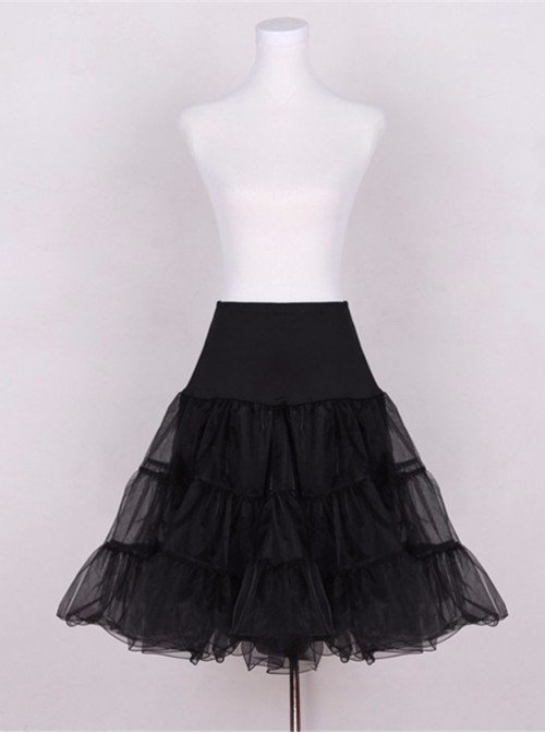 A-line Petticoat Retro Black Voile Lolita Skirt