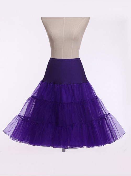 A-line Petticoat Retro Violet-blue Voile Lolita Skirt