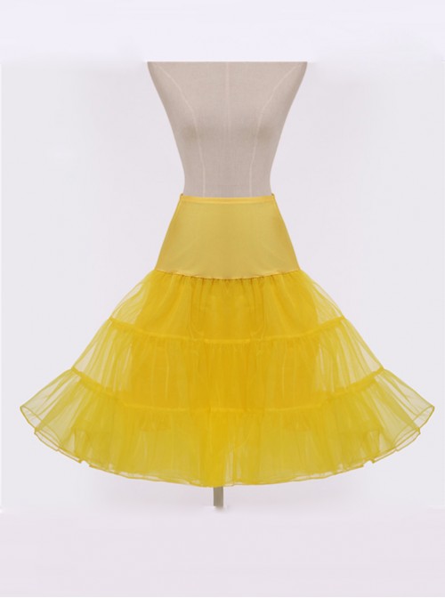 A-line Petticoat Retro Yellow Voile Lolita Skirt