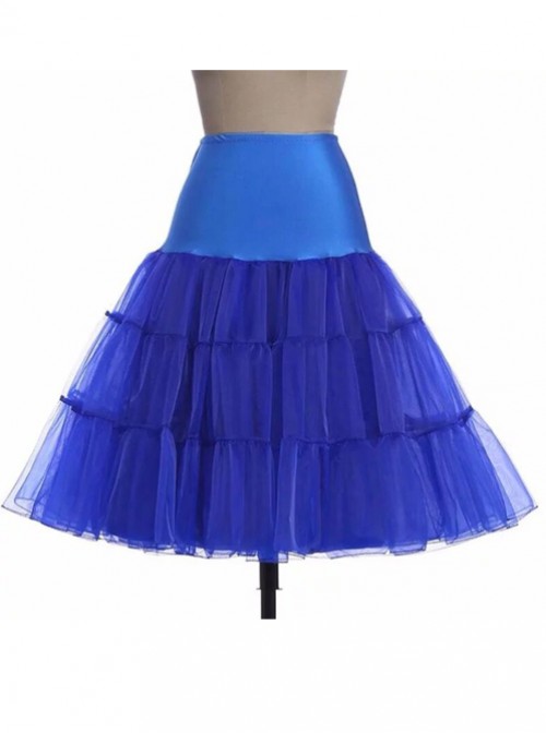 A-line Petticoat Retro Blue Voile Lolita Skirt