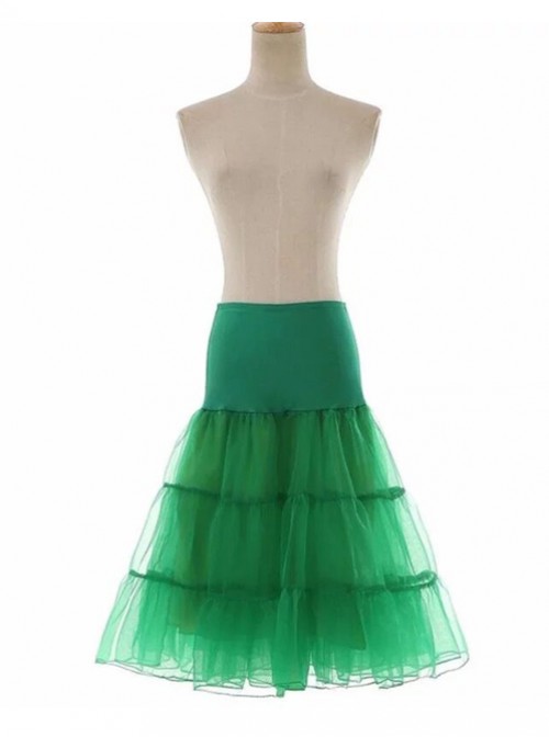 A-line Petticoat Retro Green Voile Lolita Skirt