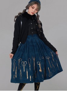 Bronze Surgical Equipment Vintage Navy Blue Classic Lolita Skirt