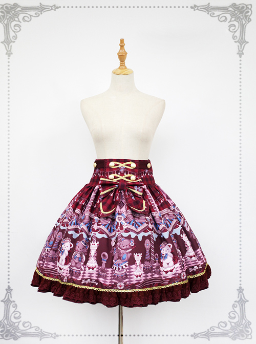 Chocolate Bears Chess Sweet Lolita Skirt