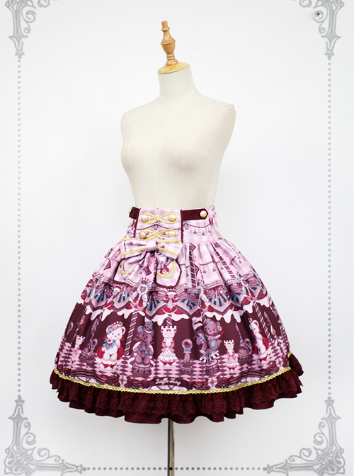 Chocolate Bears Chess Sweet Lolita Skirt