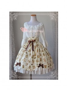 Teddy Bear's Daily Life Light Yellow Sweet Lolita Skirt