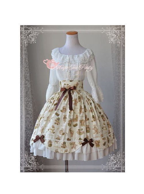 Teddy Bear's Daily Life Light Yellow Sweet Lolita Skirt