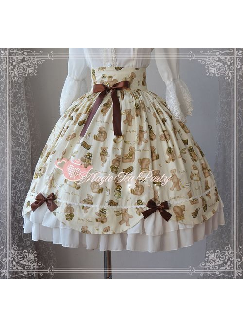 Teddy Bear's Daily Life Light Yellow Sweet Lolita Skirt