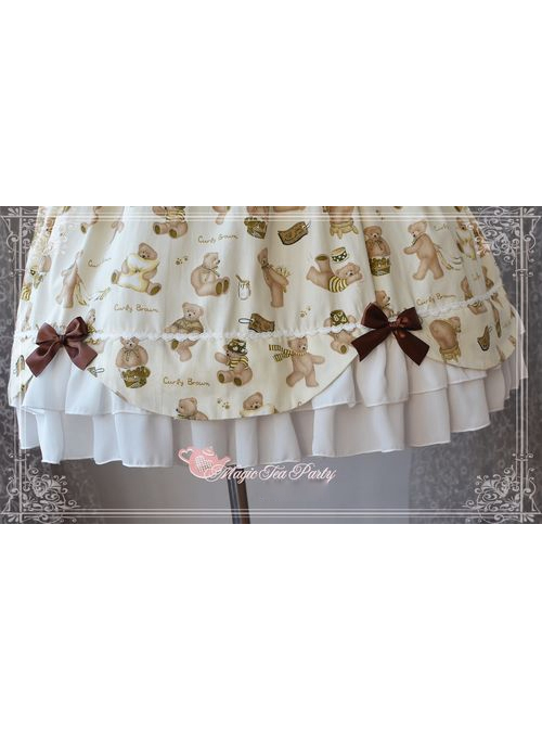 Teddy Bear's Daily Life Light Yellow Sweet Lolita Skirt