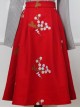 Chinese Style Woolen Plum Blossom Embroidery Pleated Long Skirt