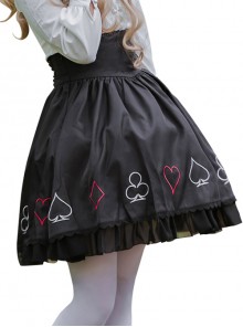 Black Retro Poker High Waist Lolita Skirt