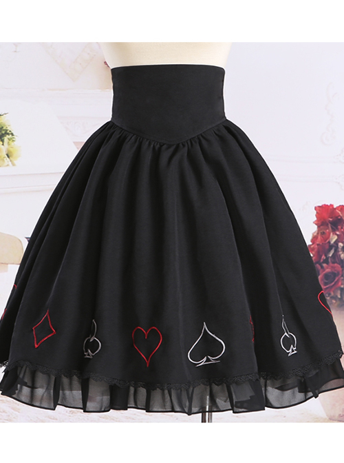 Black Retro Poker High Waist Lolita Skirt