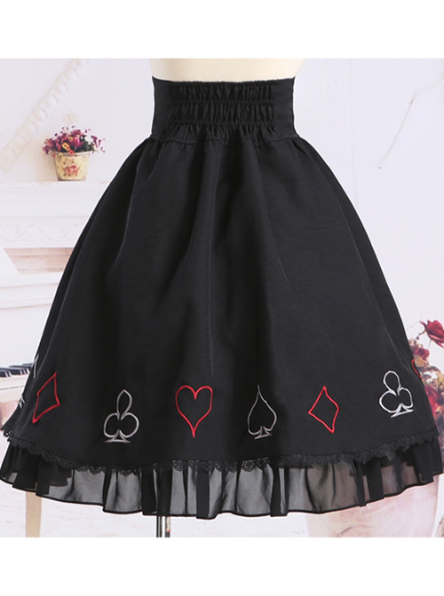 Black Retro Poker High Waist Lolita Skirt