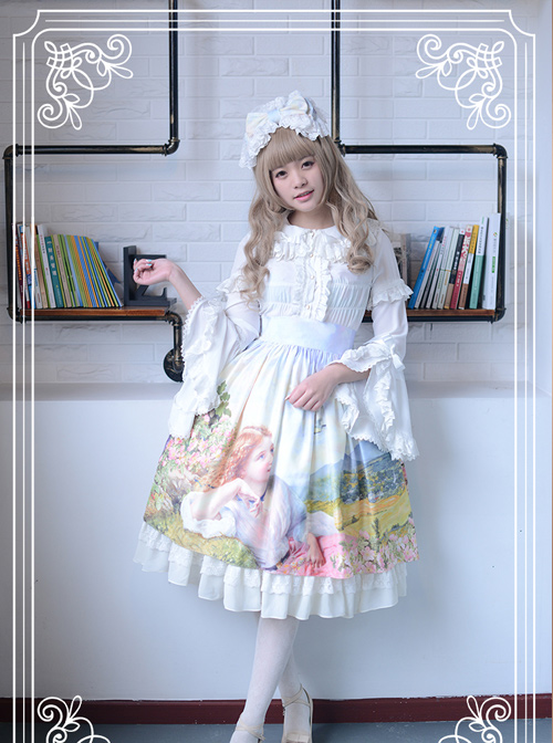 The Lark Song Series High Waist Oil Painting Retro Classic Lolita Skirt