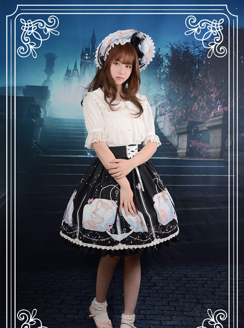 Starry Sky Aquarius Chiffon Printing Lace-up Classic Lolita Skirt