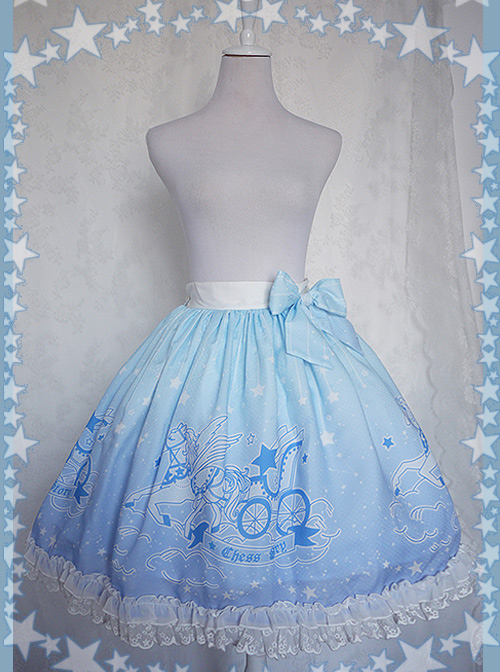 Dreamy Starry Night Series Gradient Printing Sweet Lolita Skirt