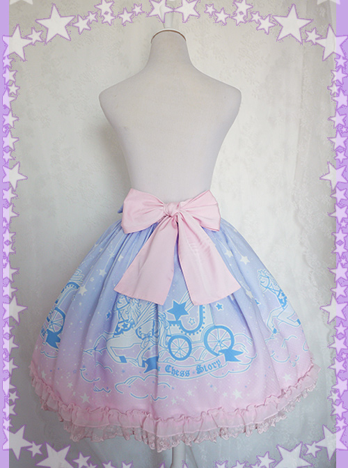 Dreamy Starry Night Series Gradient Printing Sweet Lolita Skirt