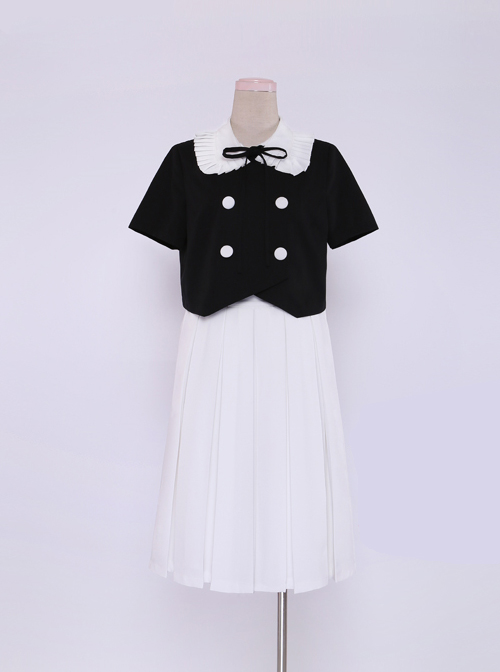 College Style Pure White Lolita Pleated Skirt