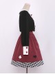 Cute Poker Embroidery Lolita Plaid Splicing Skirt