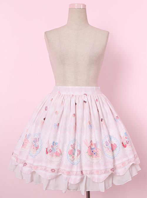 Donut Rabbit Printing Sweet Lolita Skirt