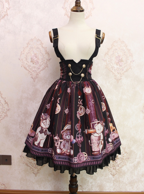 Steam Bears Double-breasted High Waist Classic Lolita Sling Skirt