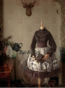 Magic Tea Party Raven And Writing-desk Series Printing High Waist Classic Lolita Skirt