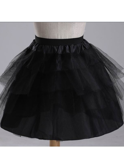 Above Knee Multilayer Black Yarn Lolita Dress Petticoat