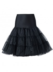 Knee Length Black Yarn Multilayer Lolita Dress Petticoat