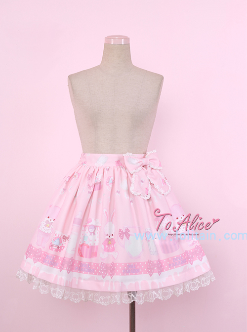 Baby Bottle Bear Series Printing Bowknot Sweet Lolita Skirt