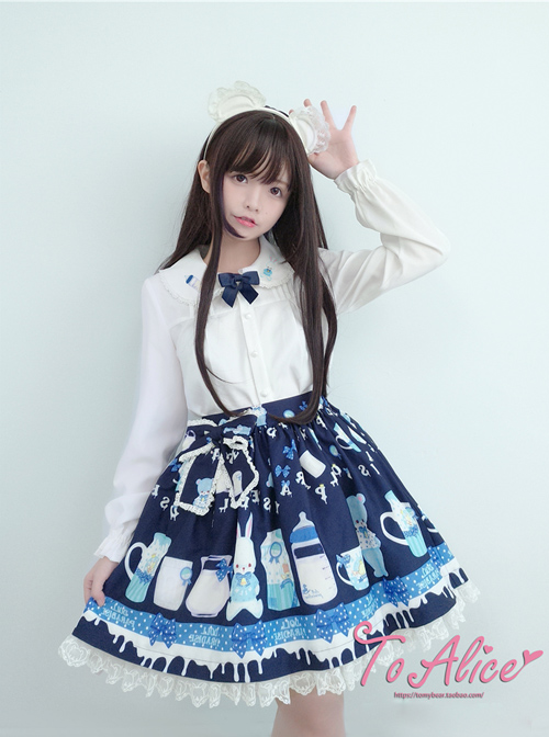 Baby Bottle Bear Series Printing Bowknot Sweet Lolita Skirt