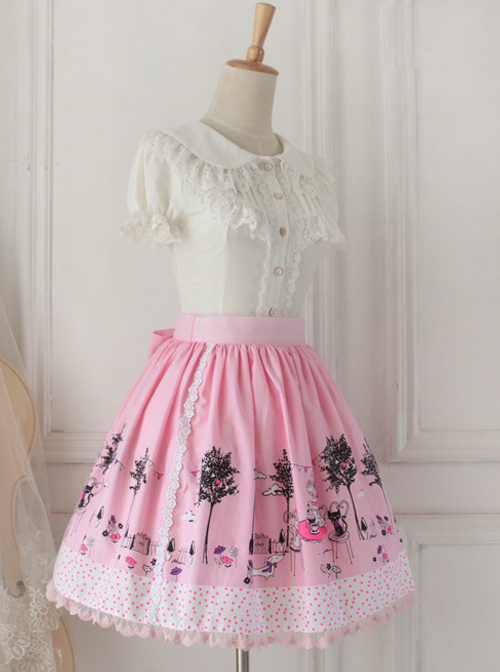 Pussy Afternoon Tea Series Pink Sweet Lolita Skirt