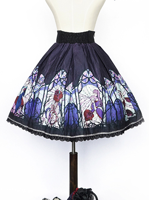 Beauty the Rose Series Printing Purple Gothic Lolita Skirt