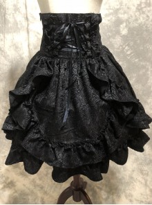 Gothic Black High Waist Lace-up Multi Layer Skirt