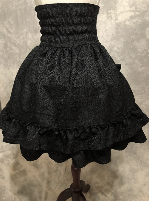 Gothic Black High Waist Lace-up Multi Layer Skirt