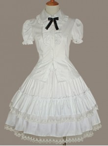 White Lace Cake Skirt Cute Lolita Shirt And Petticoat Set