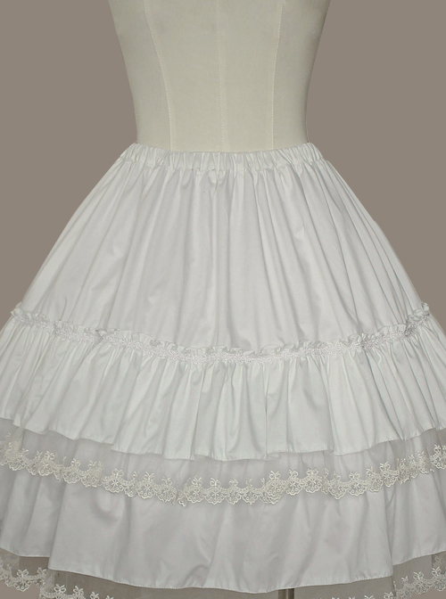 White Lace Cake Skirt Cute Lolita Shirt And Petticoat Set