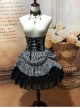 Black White Stripes High Waist Gothic Lolita Skirt