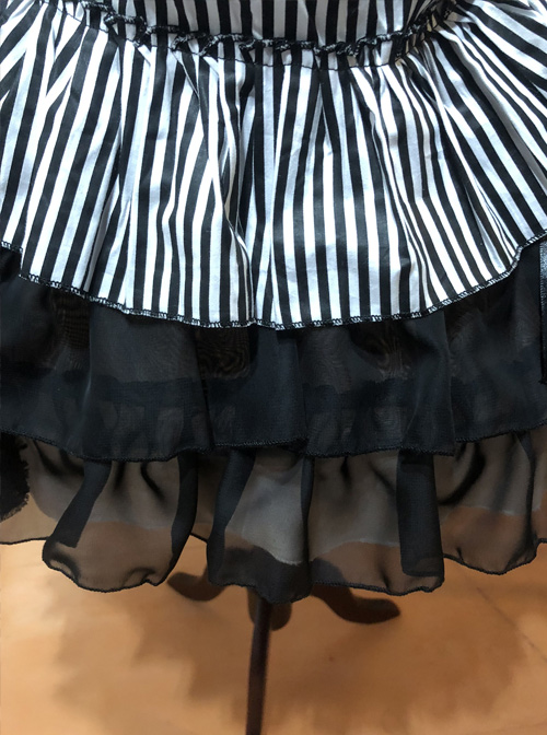 Black White Stripes High Waist Gothic Lolita Skirt
