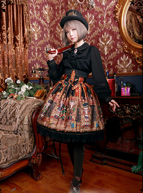 Walnut Soldier's Wonderful Journey High Waist Lolita Skirt