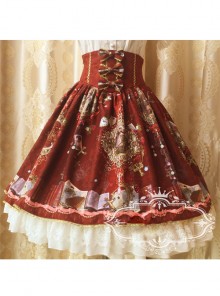 Retro Paradise Garden Printing High Waist Lolita Skirt