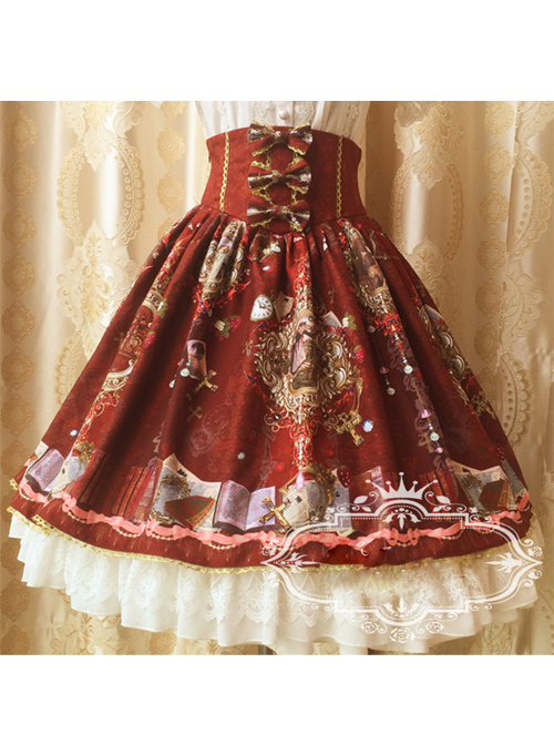 Retro Paradise Garden Printing High Waist Lolita Skirt